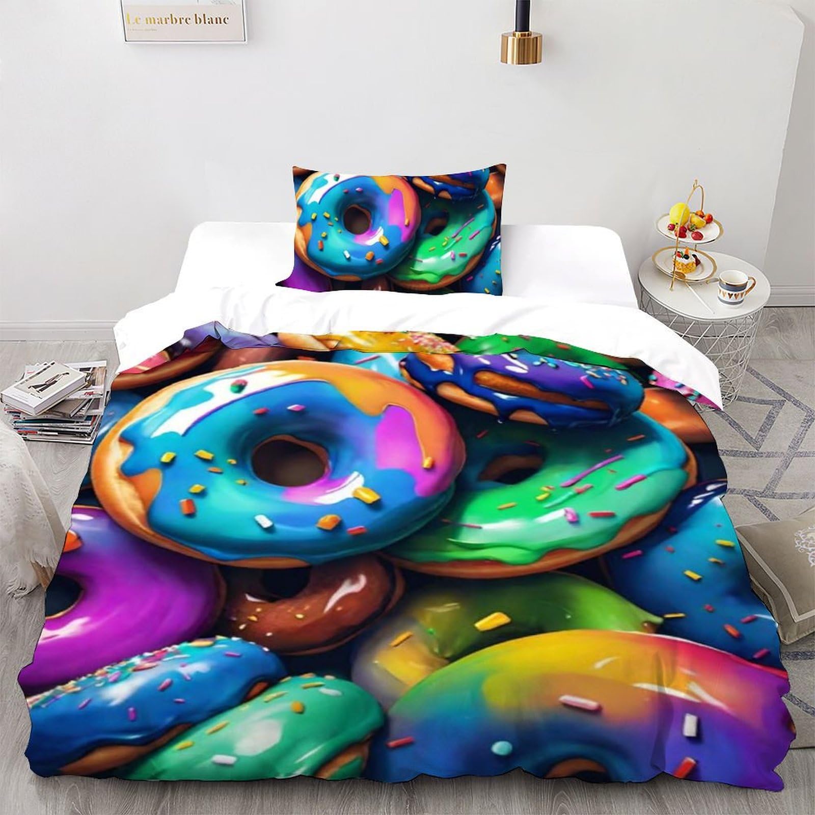 Housse de couette beignets pour une chambre d'enfant gourmande et colorée