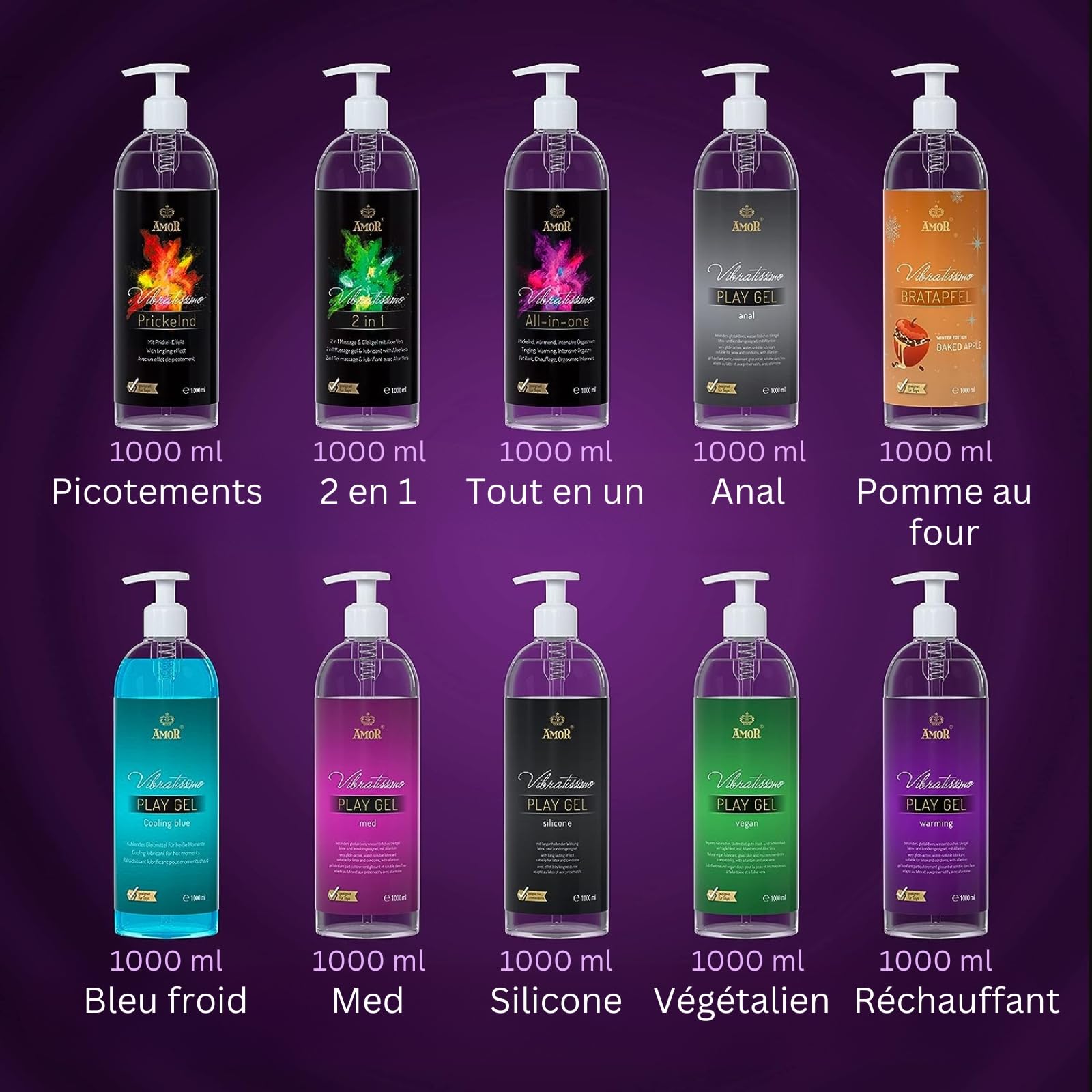 Vibratissimo Play Gel Anal 1000 ml I Lubrifiant extra glissant I Gels lubrifiants à base d'eau I Lubricant Gel convient pour les jouets en silicone & les préservatifs en latex