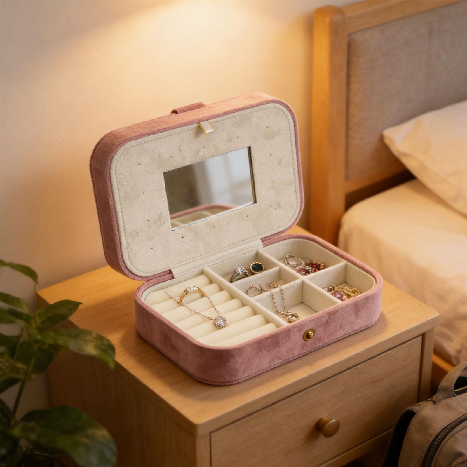Générique Boîte de rangement de bijoux en velours pour le, red, A