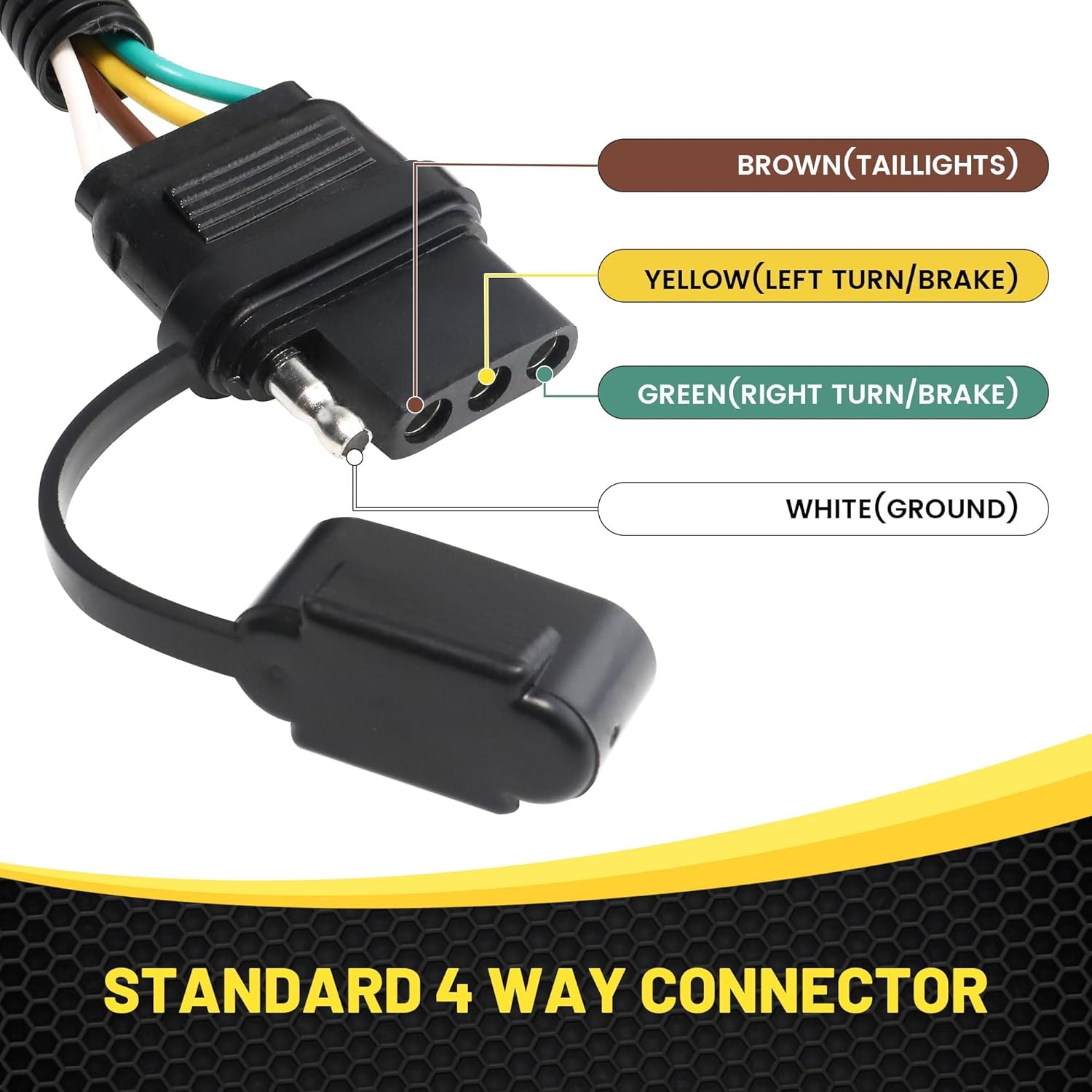 Oyviny Plug & Play USCAR 7 Pin to 4 Pin Trailer Wiring Harness Universal for LED Tailgate Light Bars, Pure Copper USCAR to 4 Flat Trailer Extension Wiring Adapter for Trailers, Trucks, Pickups