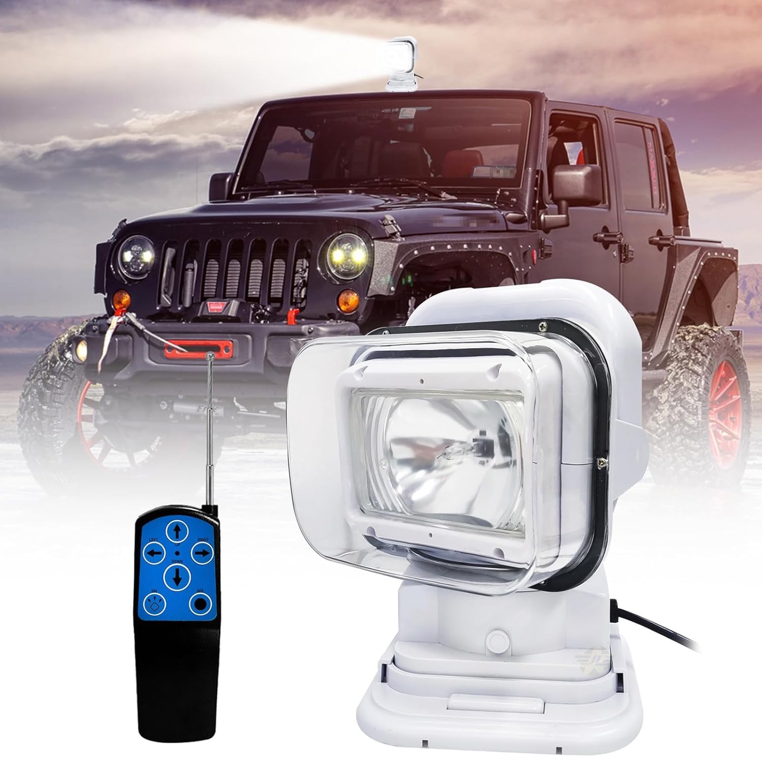 Projecteur rotatif 75W étanche IP67 avec commande sans fil et rotation 360