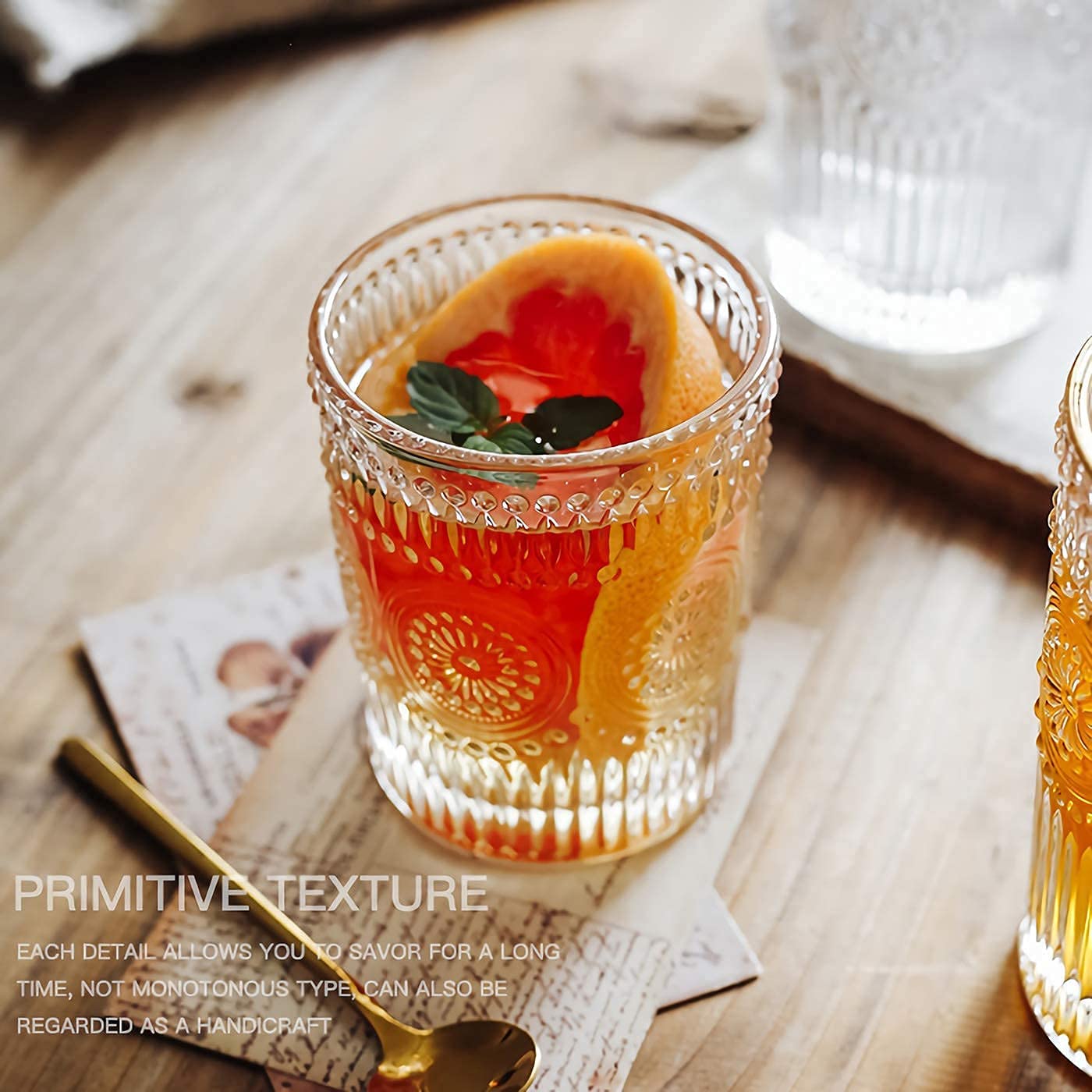 TRIXY Crystal Whiskey Glasses Set of 6 pcs- 300 ml Bar Glass for Drinking Bourbon, Whisky, Scotch, Cocktails, Cognac- Old Fashioned Cocktail Tumblers. (Romentic) 2
