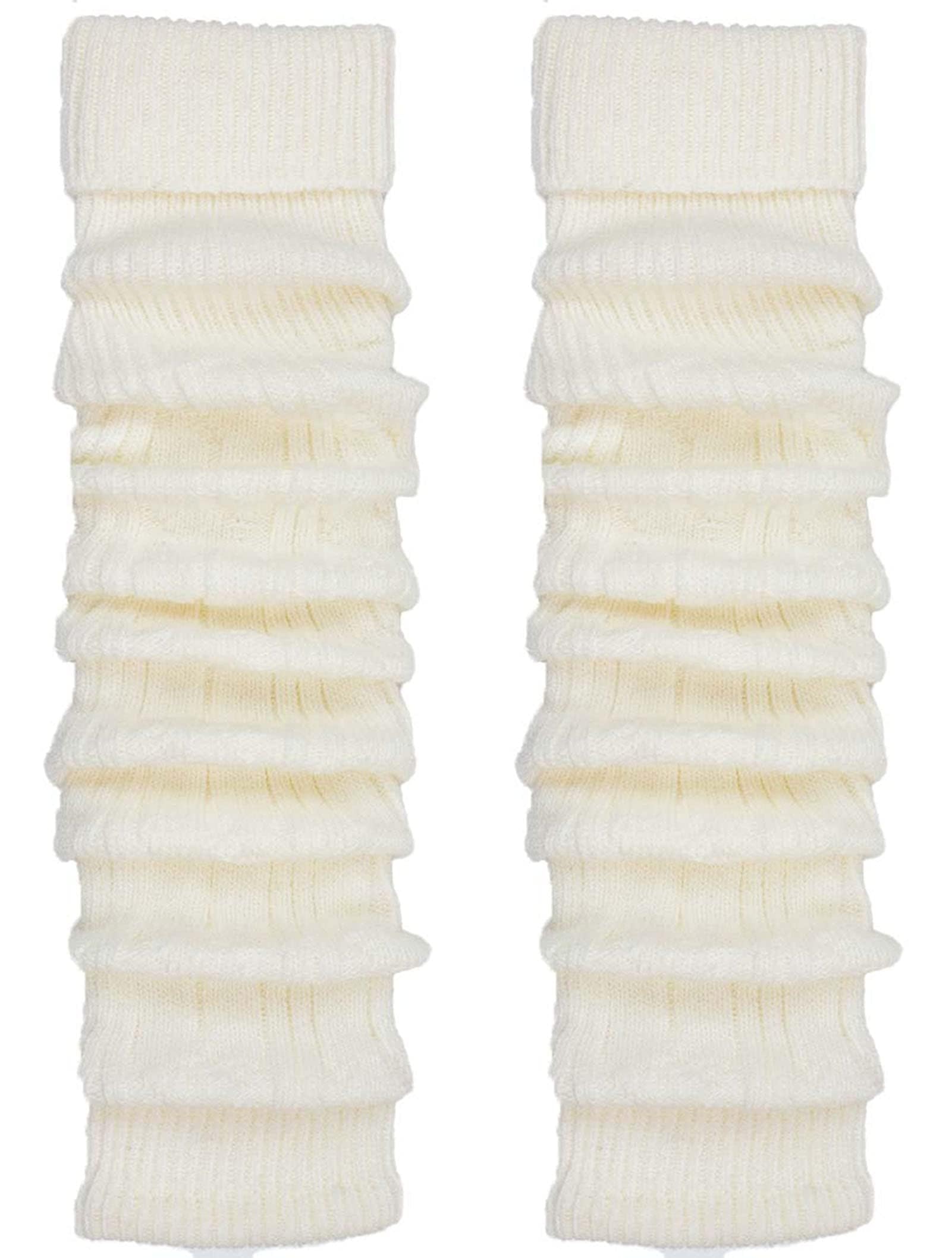 TODO Warm Wool Women's Leg Warmers - above Knee Long, Soft (Ecru)