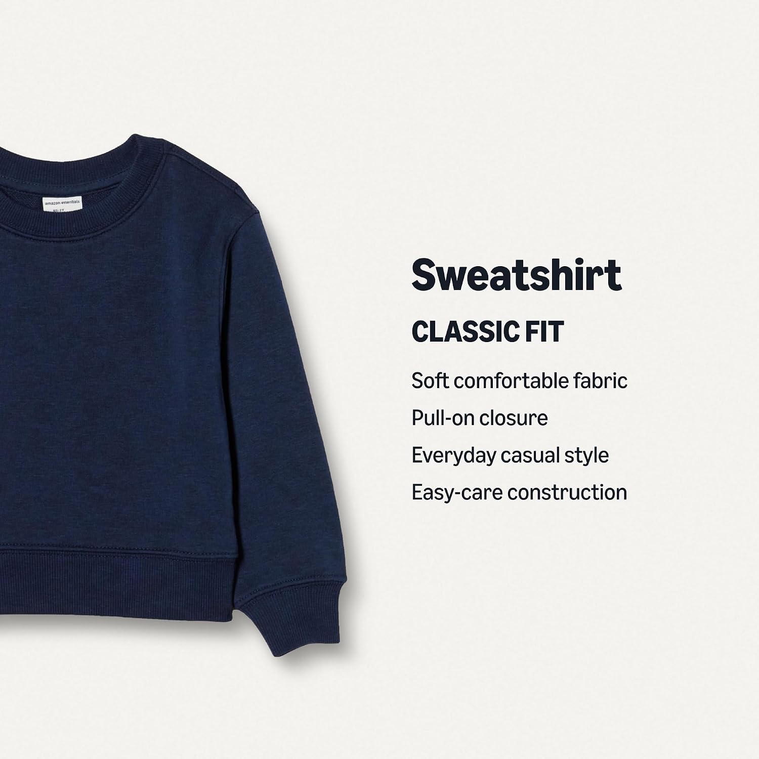 Amazon Essentials Boys and Toddlers' French Terry Regular Fit Crew Neck Sweatshirt