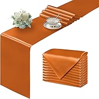Vista 126 de Manyshofu 12Pcs Satin Orange Table Runner - 12 x 72 Inch Long Size, Party Table Runner Decor Bright & Smooth Wedding Decorations Table Runners for