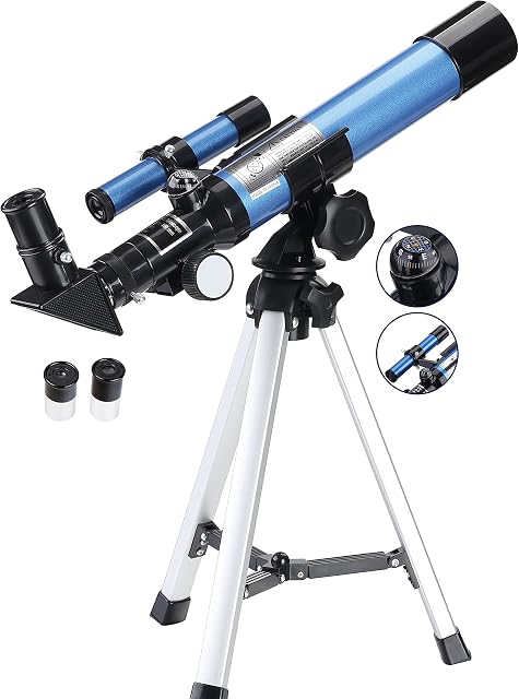 Aomekie Telescope for Kids Astronomy 40/400mm Portable Astronomical Telescopes Refractor with Finder Scope Compass and Tripod as Gifts