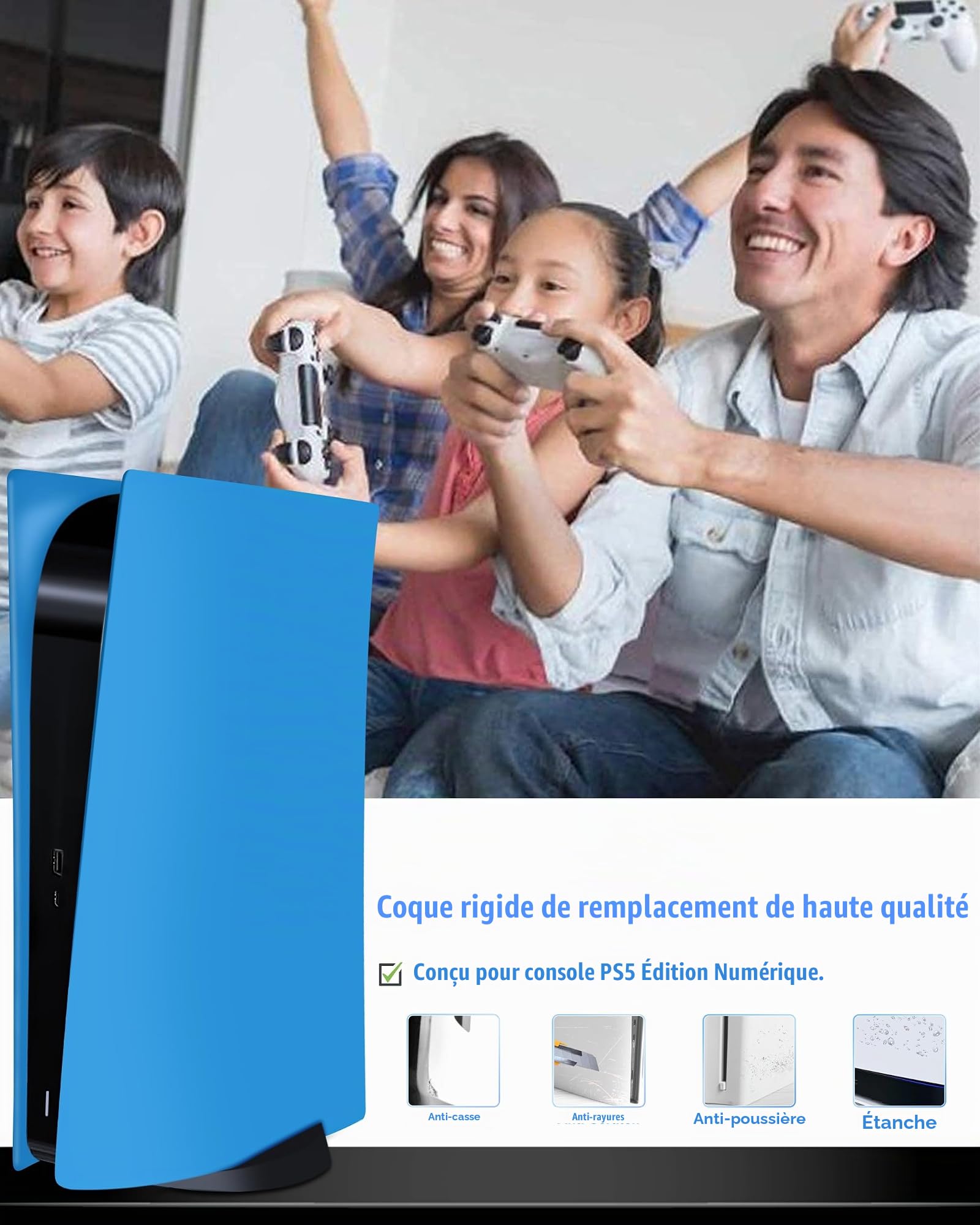 Joso Plaque frontale pour PS5 Version numérique, anti-rayures et anti-poussière - Coque de rechange pour console PS5, plaques pour accessoires PS5, installation facile
