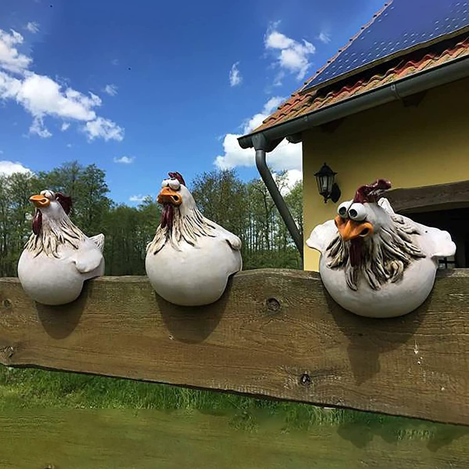 Gartendeko Huhn Gartenstecker, Hühner Deko Garten, Outdoor Garten Gartendeko Hinterhof Rasen Pfähle Huhn Gartenstecker Henne Hahn Henne Vogel Seitensitz Indoor (3 Stück)