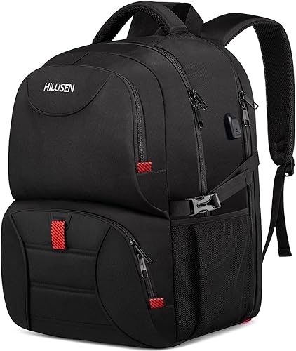 HILUSEN Mochila extra grande para hombres de 50 litros, mochila térmica aislada, resistente al agua, bolsa de trabajo para portátil de viaje de 17