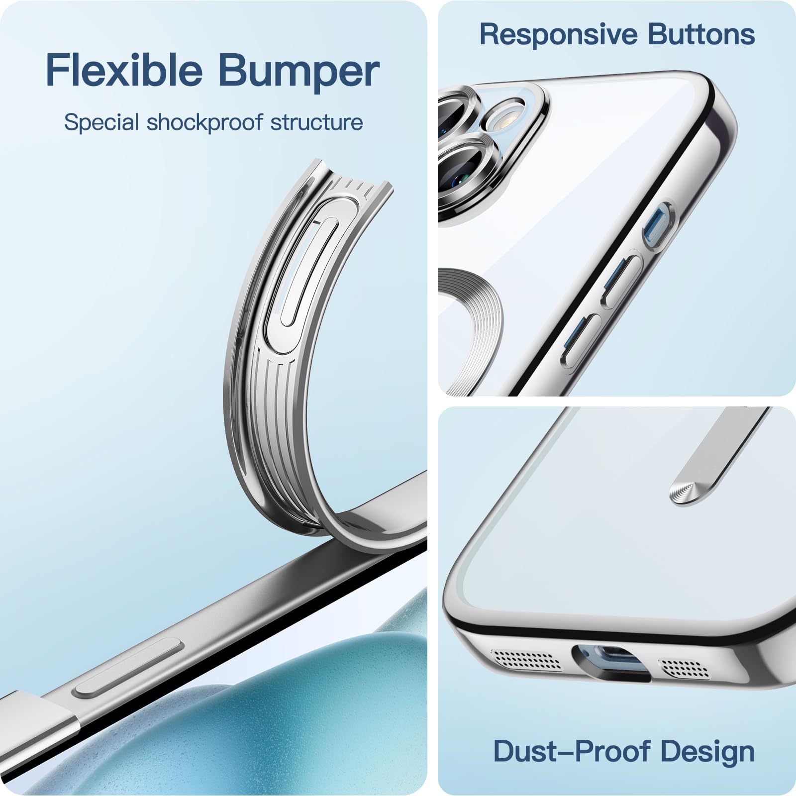 JETech Coque Souple Clair Pour IPhone 15 Pro Ax 6,7 Pouces, Protection