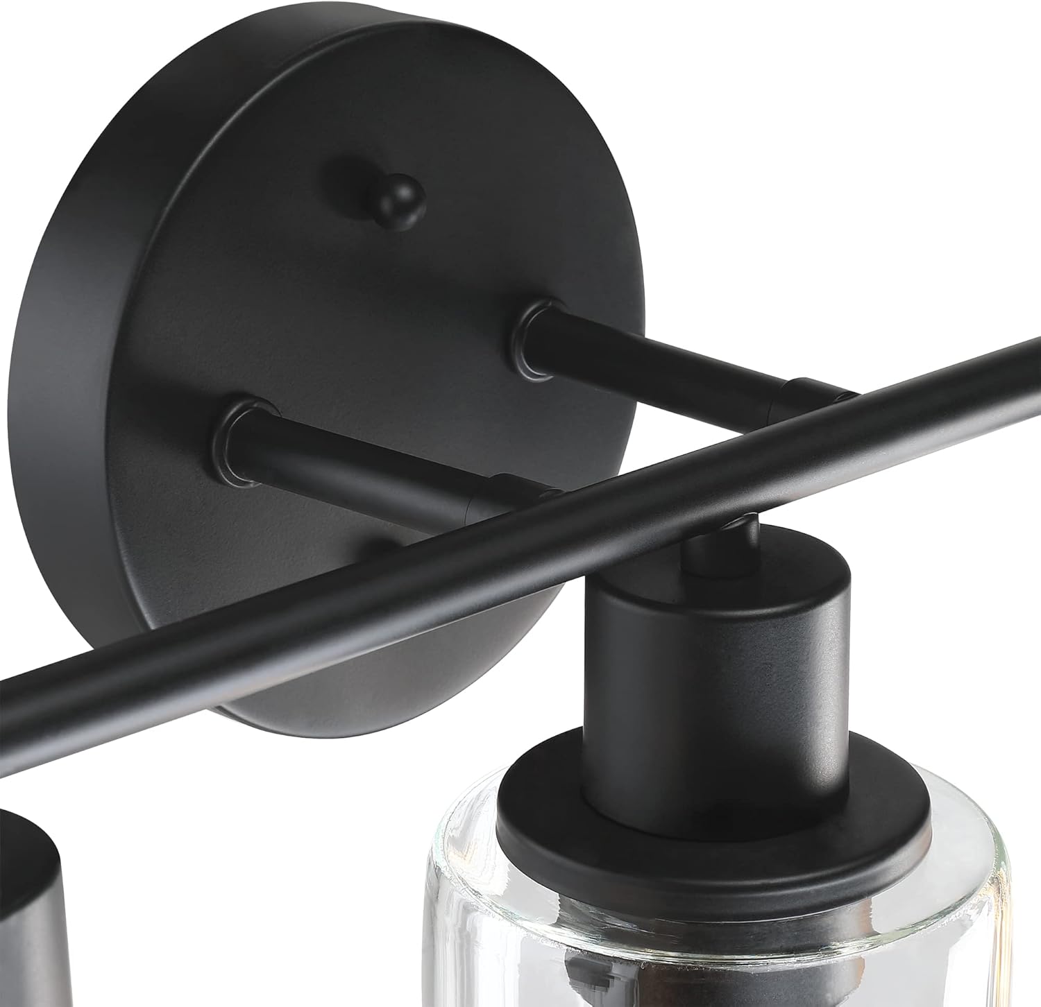 Revtronic 41953 3-Light Vanity Lights, Matte Black, 17 Inch Bathroom Wall Light Fixture Over Mirror, Modern Farmhouse Lighting for Kitchen Closet, Bath Sconce Lamp with Clear Glass Shade - ETL Listed - - 