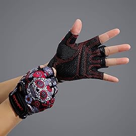 ZEROFIRE Workout Gloves for Women Men - Weight Lifting Gloves with Full Palm Protection & Extra Grip for Women Gym, Weightlifting, Weight Lift, Rowing, Exercise, Sport, Cycling.Skull-Large