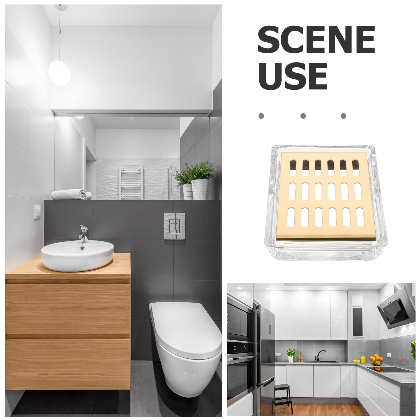 WOONEKY Jabonera: Jabonera autodrenante - Bandeja de fregado Rectangular de Vidrio Transparente de Doble Capa para baño, Ducha, Fregadero de Cocina y encimera.