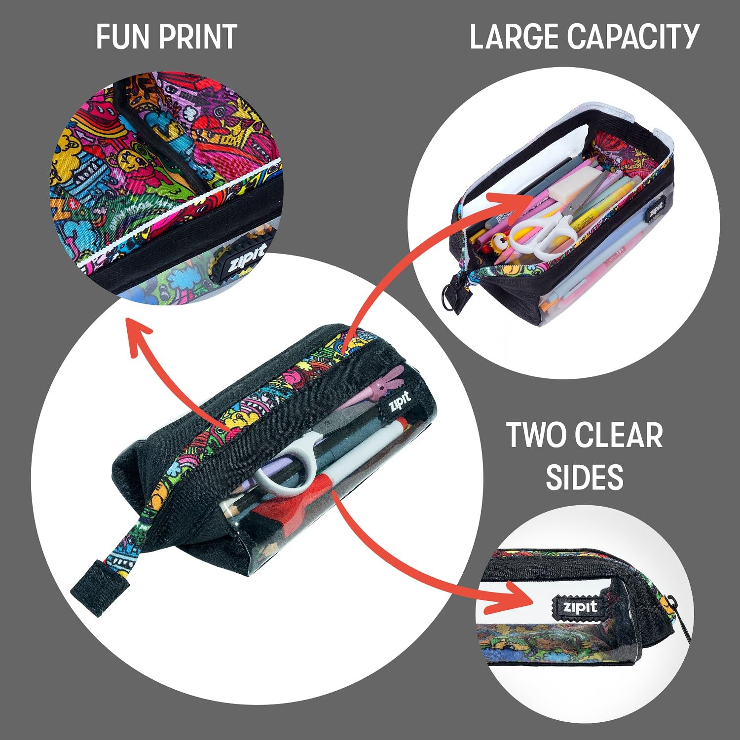 ZIPIT Clear Lenny Pencil Case - Image 3