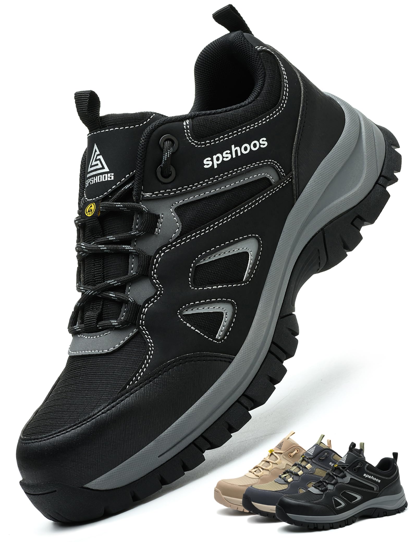 SPSHOOS Arbeitsschuhe Herren S1P Sicherheitsschuhe Damen Leicht ESD | Stahlkappenschuhe Antistatisch Rutschfest, mit Stahlkappe, Schutzschuhe Atmungsaktiv Bequem Sportlich, Küche