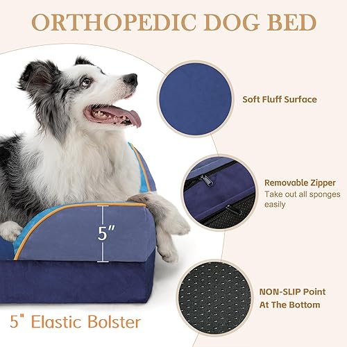 Miniatura 311 de Comfort Expression - Cama ortopédica para perros extragrandes, 53 x 42 pulgadas, cama impermeable y de apoyo de espuma con cojines removibles, con