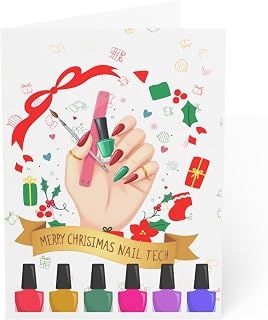 Nail Tech Christmas Card, 5x7" Inch, Blank inside, Holiday Greetings For Professional Manicure Nail Artist, Beautician, Nail Salon Staff
