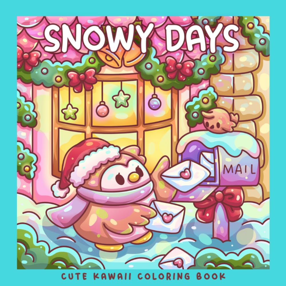 Snowy Days: A Kawaii Winter Animals Coloring Book: Cute Bunny, Bear, Fox, Owl, Penguin, Capybara & Snowman in Cozy Christmas Scenes (Sweet & Kitsch)