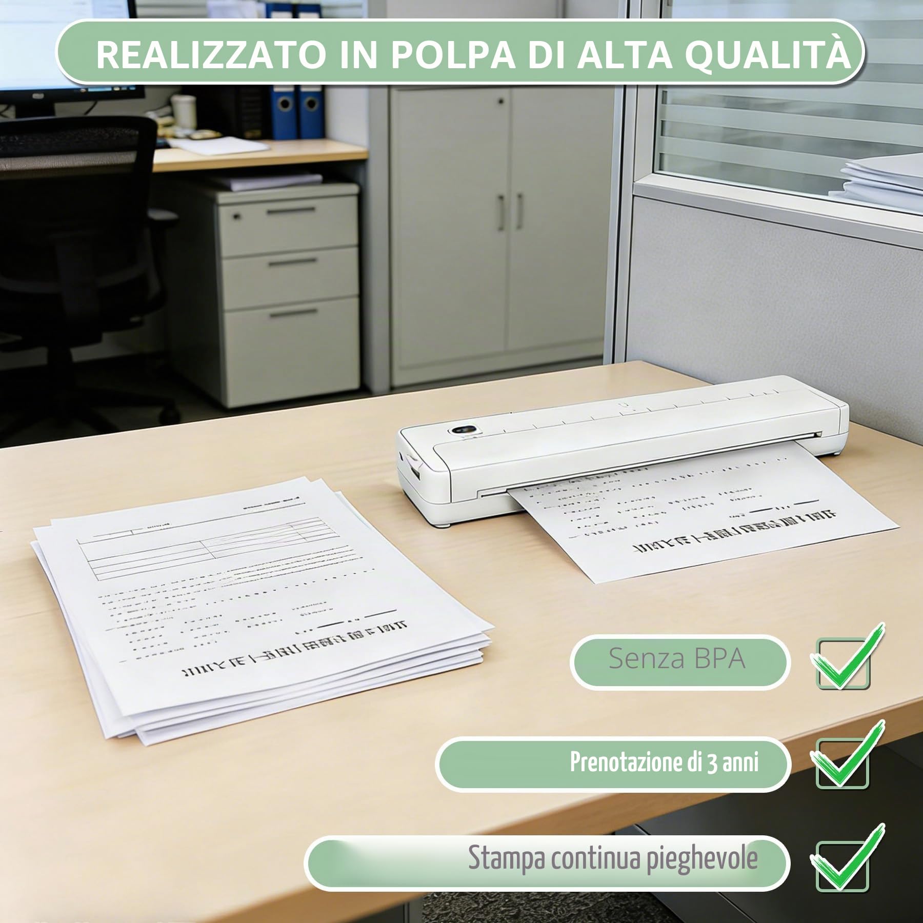 Carta Termica A4 Senza BPA 200 Fogli per Stampante Termica Pieghevole