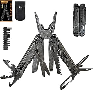 34-in-1 Multitool Pliers with Scissors,Bottle Opener, Allen Wrench,Rope Cutters,File, Saw, Screwdrivers,Stainless Steel Multi Tool with Carrying Pouch Ideal for Camping Survival & Gift for Dad Him Men