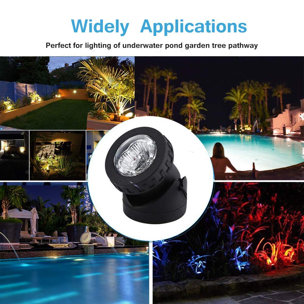 Zonne Vijververlichting,KINGCOOWaterbestendig 18LED Buitenshuis Zonne Onderwater Beveiliging Nachtlampje Dompellampen landschapsstraler voor Tuin Zwembad Tuinpad Fonteindecoratie (RGB