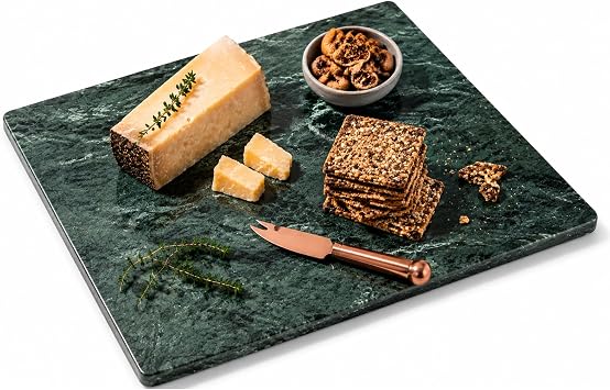 Diflart Marble Stone Cutting Board for Kitchen with Feet, 16x20 Inch, Green
