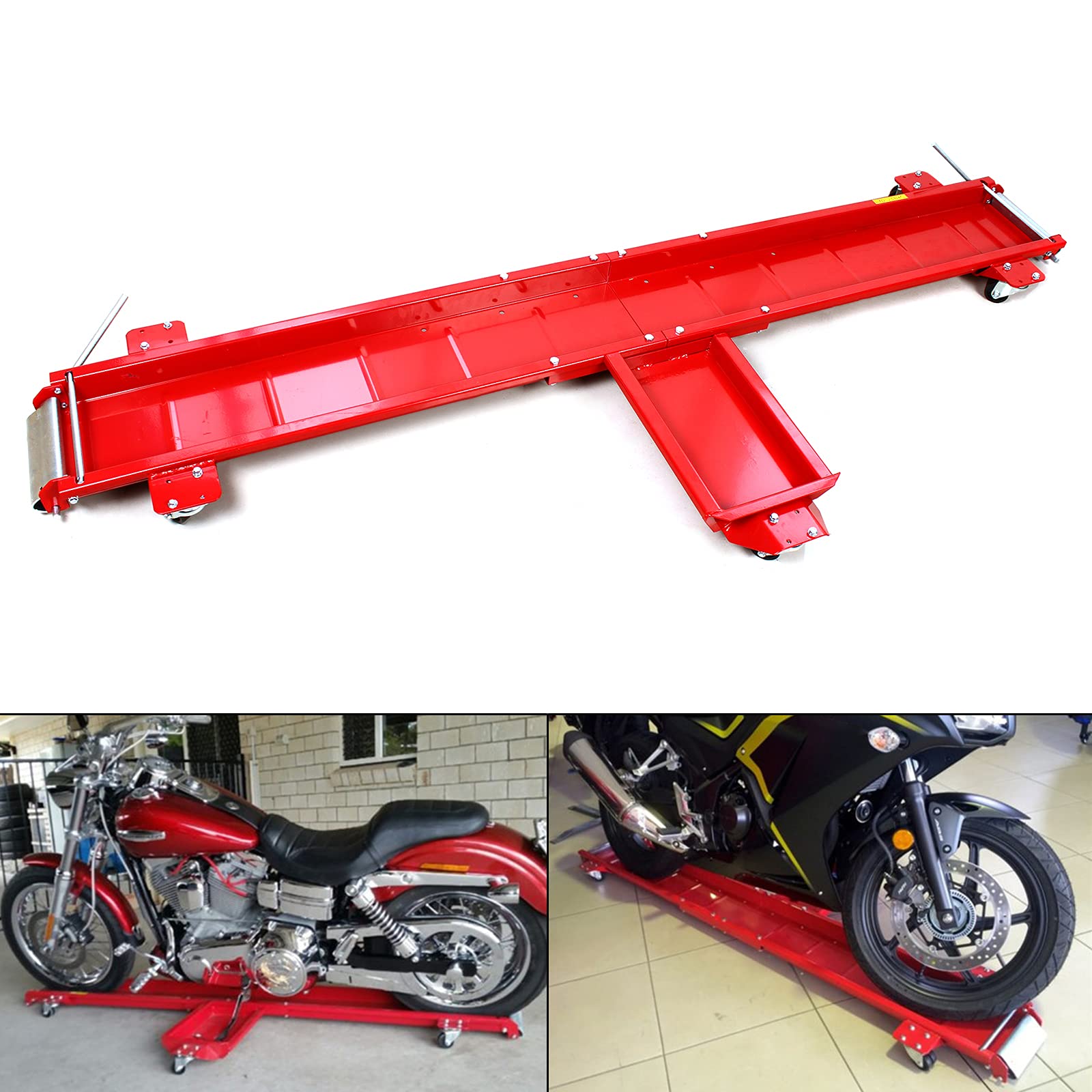 Carrello per moto – Carrello da garage per officina, grande capacità di carico, supporto per parcheggio, per moto e scooter