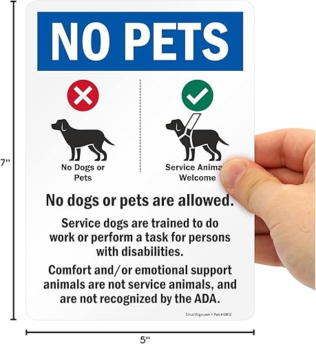 Miniatura 9 de SmartSign Paquete de 4 etiquetas adhesivas de animales de apoyo emocional de 7 x 5 pulgadas con símbolos de perro, poliéster laminado de 5 mil con