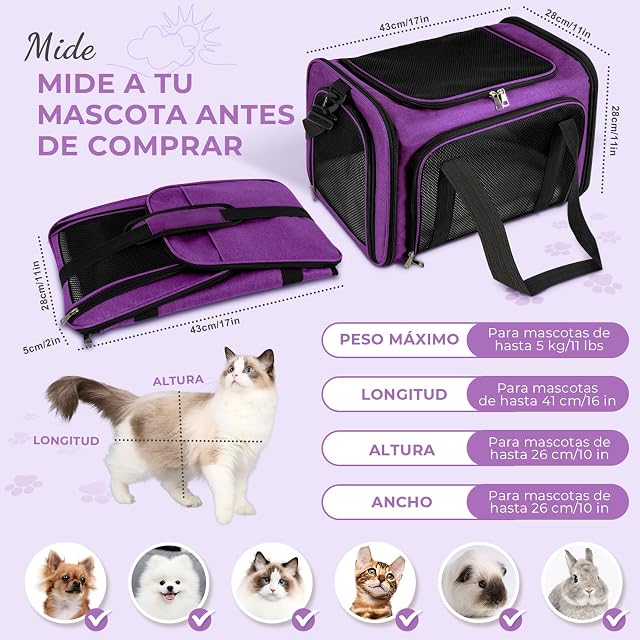 Foto 2 de 8 de Lohofrnny Transporttasche Katze, Transporttasche für Katze Hund bis zu 5kg