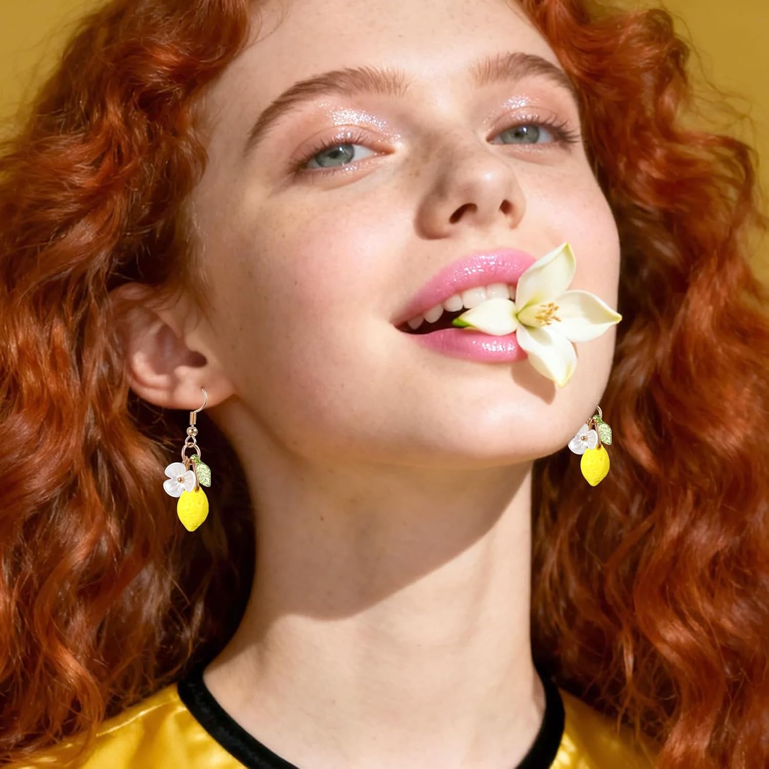 Lemon Earrings for Women, Lemon Dangle Fruit Earring Lightweight Trendy Drop Dangle Earring Dainty Fruit Earrings for Women - Image 2