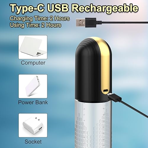 Miniatura 6 de Bomba de vacío eléctrica para el pene para hombres, juguetes sexuales para adultos, ampliadora de pene con 4 intensidades de succión y 6 anillos de