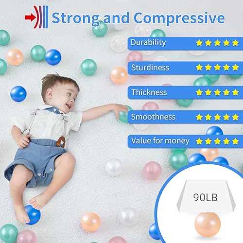 Miniatura 6 de Bolas de piscina STARBOLO para niños pequeños, libres de ftalatos y BPA, no tóxicas, a prueba de aplastamiento, pack de 100, 200, 500 unidades