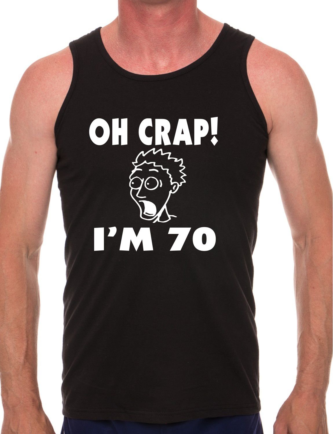 Oh Crap I'm 70 70th Birthday Mens Vest Tank Gym Top Medium Black
