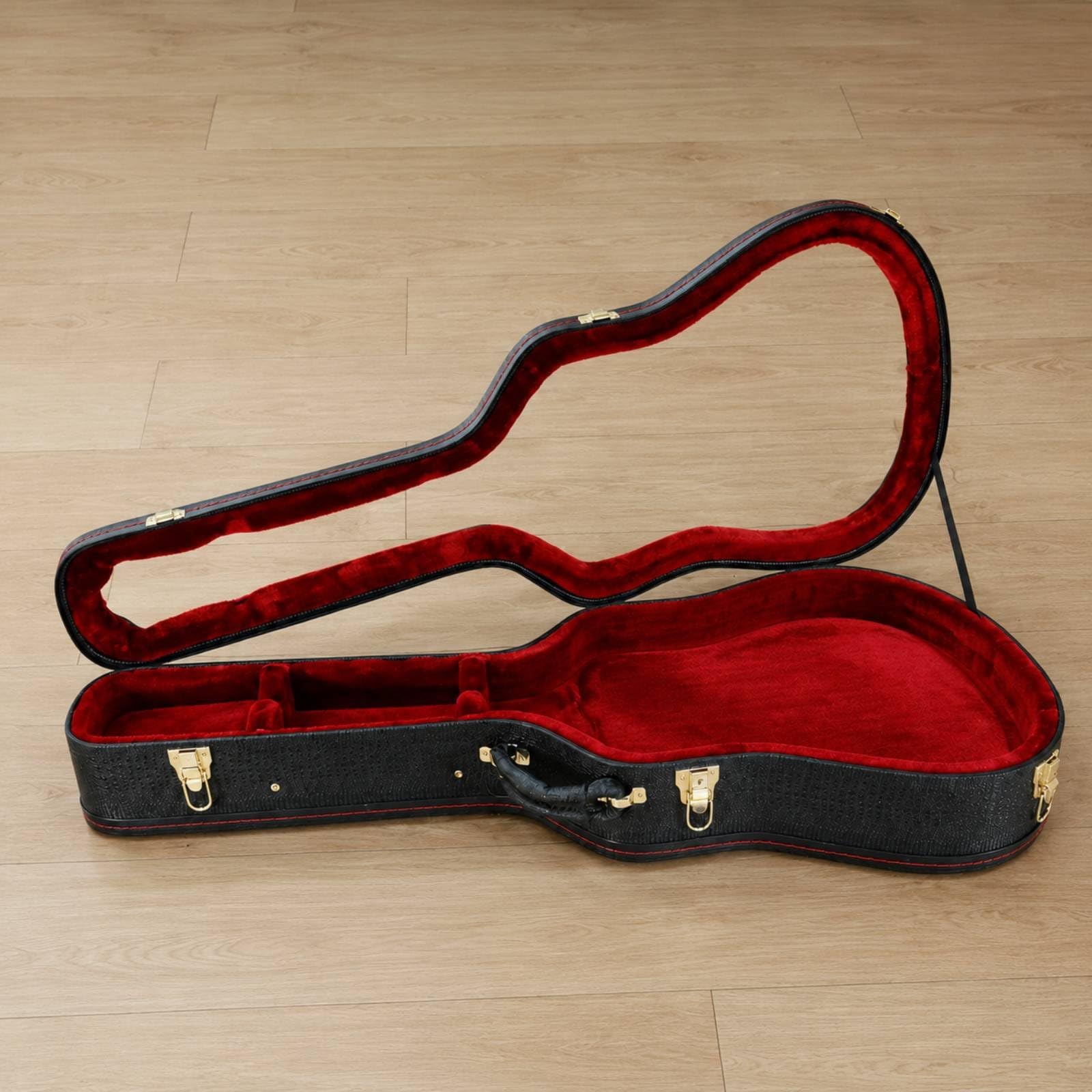 Colcolo Custodia Chitarra Acustica Rigida Custodia Valigetta Astuccio Protezione in Poliuretano con Costruzione Finitura Classica Adatta a Repertori Live, Nero, Nero