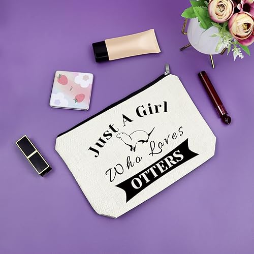 Miniatura 7 de Regalo para amantes de la nutria, regalos de nutria marina para mujeres, bolsa de maquillaje, Quién ama a las nutrias