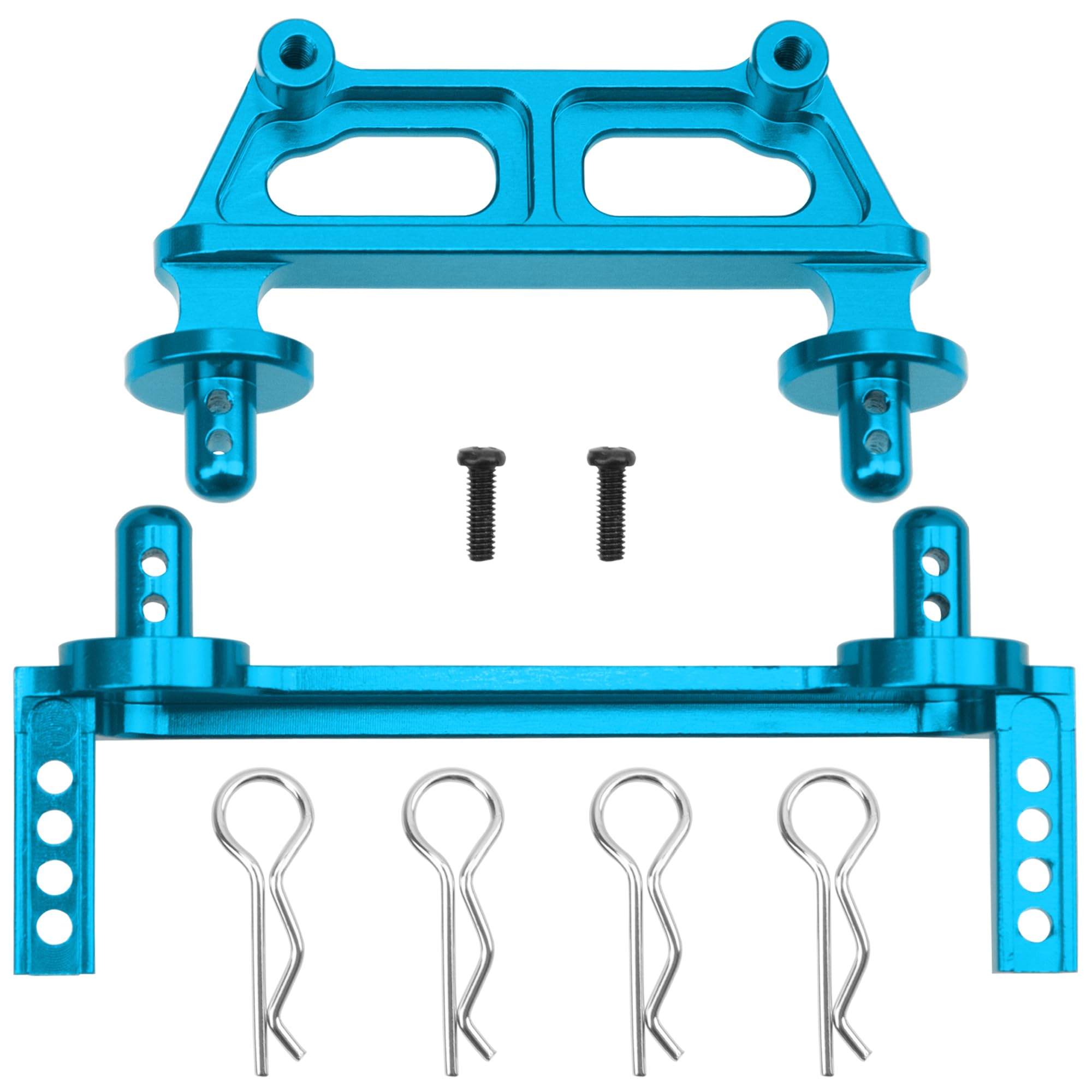 Share GooMetal Front & Rear Body Mounts Body Posts Compatible with Hyper Go H16BM H16DR H16 MJX 16207 16208 16209 16210 1/16 RC Car Upgrade Parts (Blue)