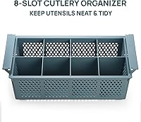 Vista 4 de Nicunom Large Flatware Rack, 16" Plastic Cutlery Basket 8-Slot Silverware Organizer for Knives, Forks, Spoons, Utensils, Flatware Dishwasher Basket