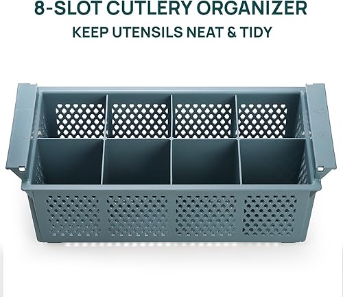 Miniatura 4 de Nicunom Large Flatware Rack, 16" Plastic Cutlery Basket 8-Slot Silverware Organizer for Knives, Forks, Spoons, Utensils, Flatware Dishwasher Basket
