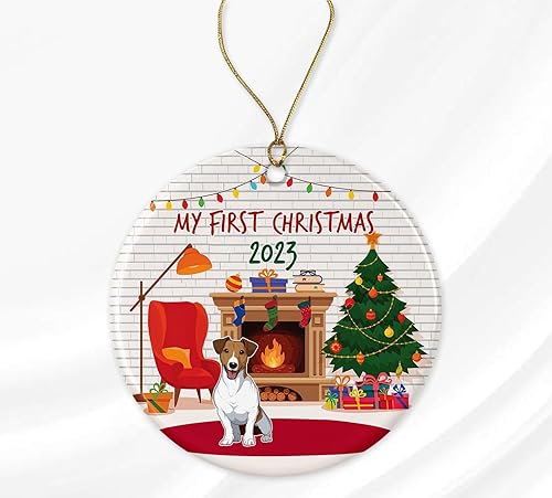 Jack Russell Terrier - Adorno de Navidad Primera Navidad de Jack Russell Terrier Adorno para perro Mi primer perro de Navidad Adorno de Navidad Jack Russell Terrier - Adorno de Navidad Primera Navidad de Jack Russell Terrier Adorno para perro Mi primer perro de Navidad Adorno de Navidad