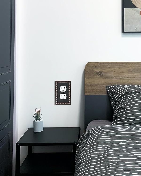 TREEWELL 6-Pack Duplex Outlet Cover Plate, Aged Bronze Metal Wall Plates for Electrical Outlets, 1 Gang Receptacle Light Switch Cover, Pearls Decorative Switch Plates and Outlet Covers by treewell - Image 6