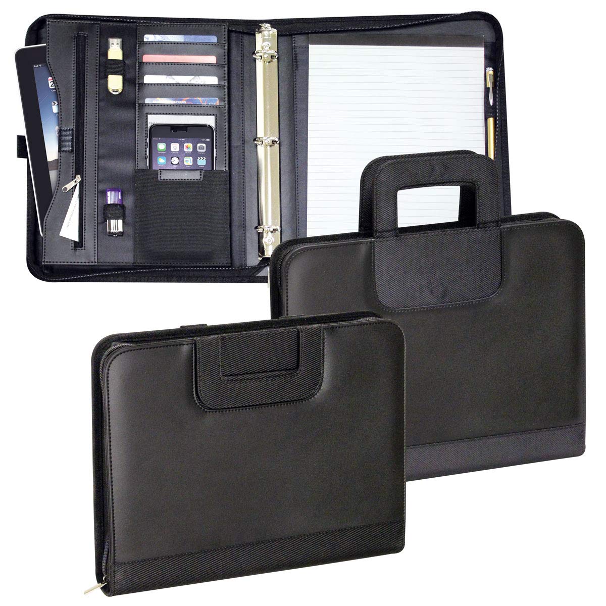 Preferred Nation3-Ring Briefcase Business Pad Holder (P8132.Blk)