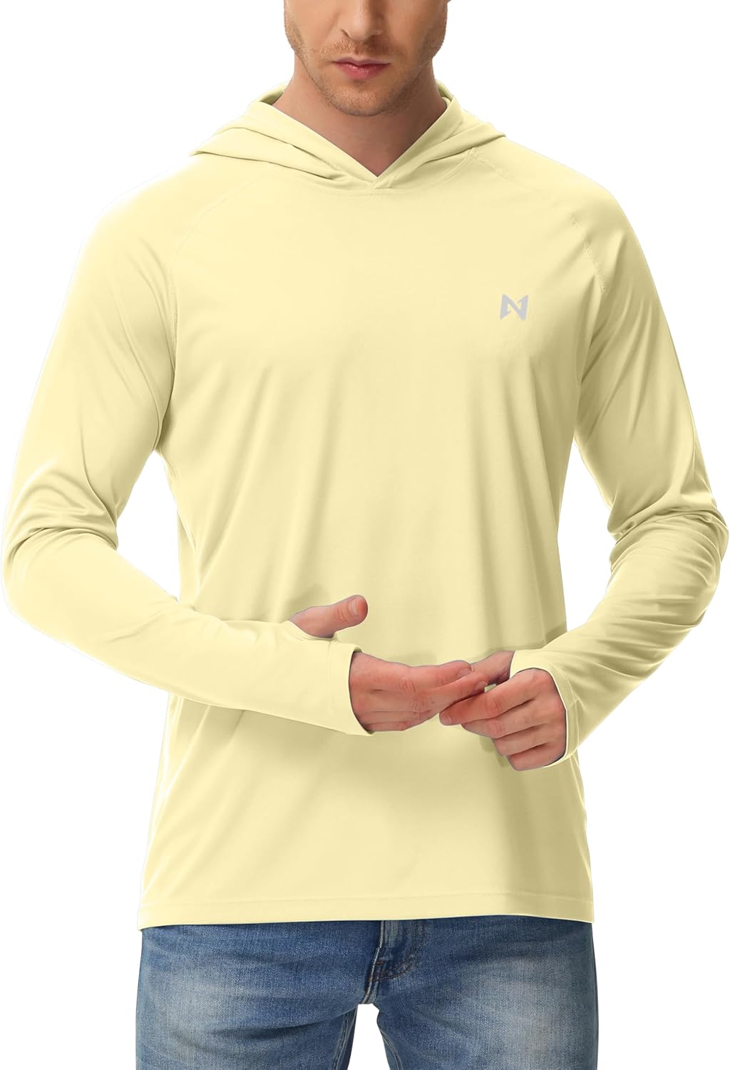 isnowood Sun Shirt UPF 50+ Men's Fishing Shirt Long Sleeve UV Protection Hoodie Rash Guard for Swimming Running Hiking Light