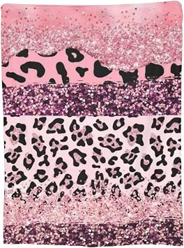 Leopard Print Blanket, Pink, Anime Throw, Lightweight, Thin, Flannel, Washable, Anti-static, Warm, Soft, Smooth Texture, For All Seasons, 49.2 x 39.4 inches 125 x 100 cm