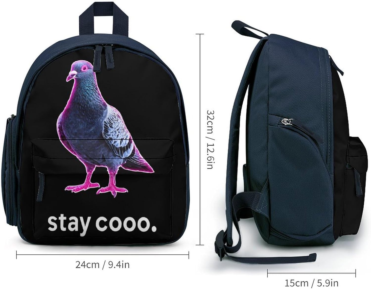 Funny Pigeons Birds Cute Backpack Print Travel Daypack Blue image 2