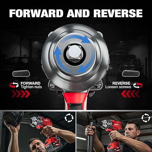 Miniatura 7 de Alloyman Llave de impacto inalámbrica, 1475 pies-libra (2000 N.m) 1/2 de alto par sin escobillas, controlador de impacto de 20 V, batería de 2*4000