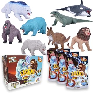 #sbabam Legend of Animals Fire vs Ice Erweiterbare Tiere, Funny Box mit 3 verschiedenen Figuren wie Gorilla, Orca, Löwe, Bär, Spielzeug für Kinder