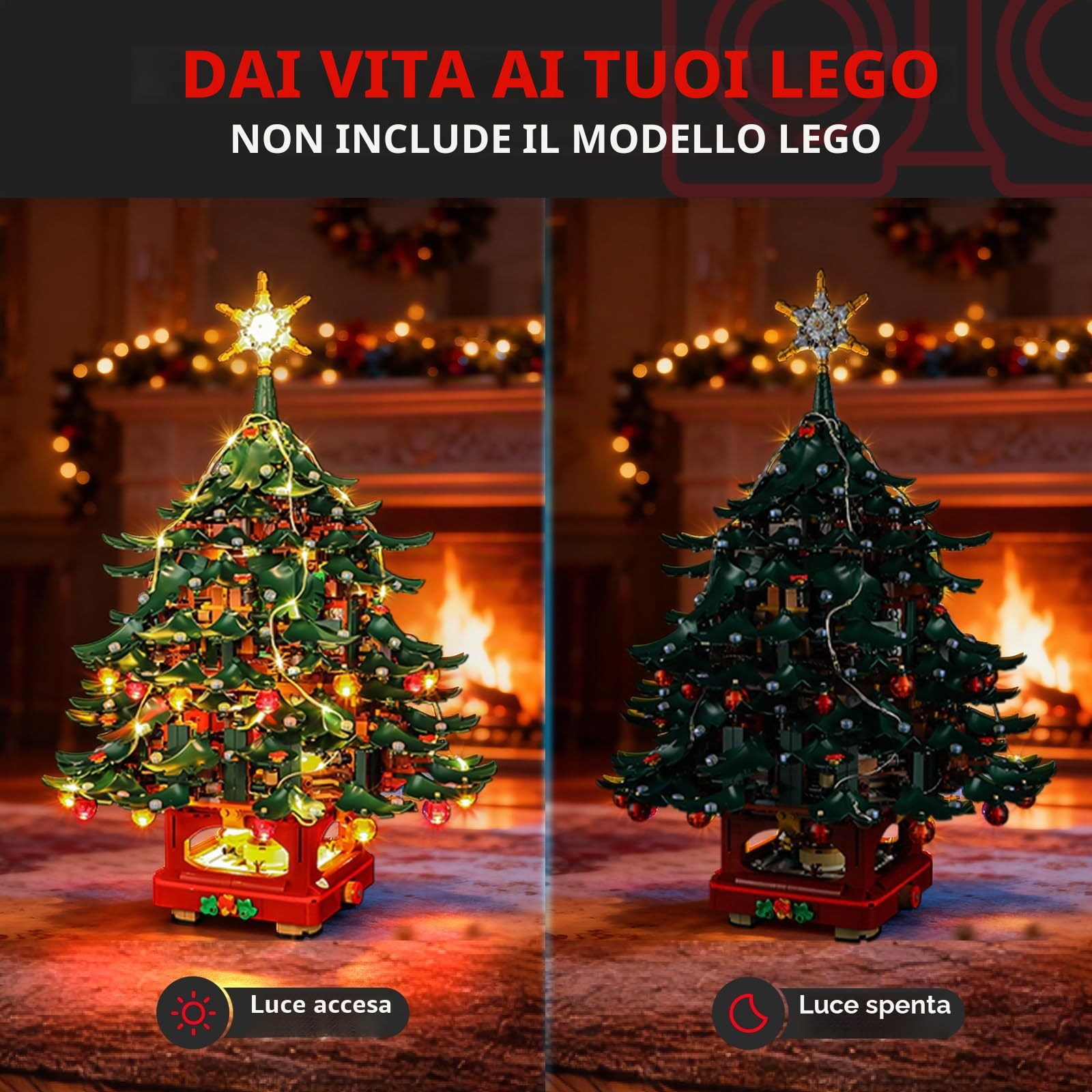BRIKSMAX Illuminazione a LED per albero di Natale della famiglia LEGO Icons 41843, set di luci compatibili per mattoncini da costruzione, senza set Lego, luce decorativa di alta qualità, per