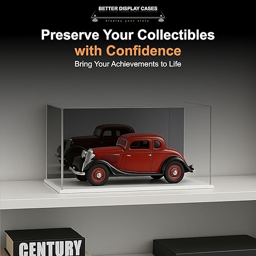 Vista 178 de Better Display Cases Versátil vitrina de acrílico transparente - Caja rectangular grande con base blanca 18" x 12" x 3" (BK09)