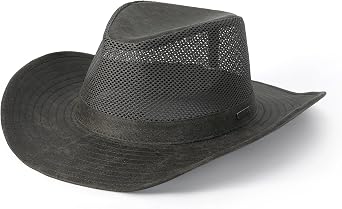 Hayes Mesh Safari Cowboy Hat for Men Women, Moldable Wide Brim Sun Protection, Adjustable Chin Cord for Hiking Fishing