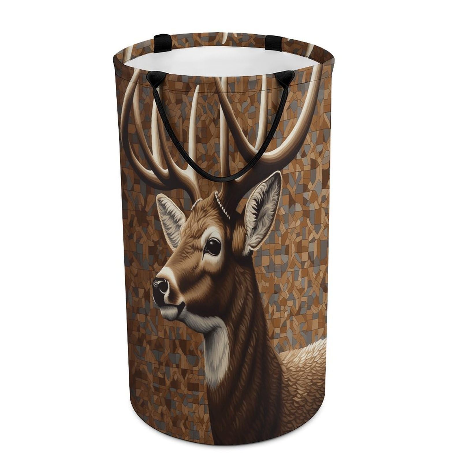 Deer on Brown Background Laundry Basket with Handles Large Collapsible Laundry Bag Freestanding Waterproof Clothes Hamper Decor Storage of Dirty Clothe for Family Bathroom 86L